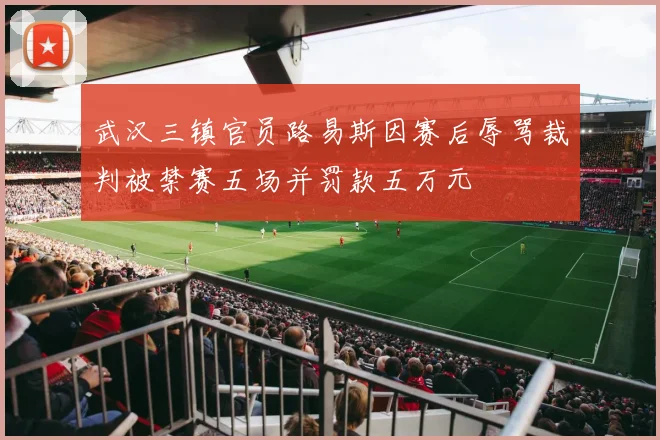 武汉三镇官员路易斯因赛后辱骂裁判被禁赛五场并罚款五万元